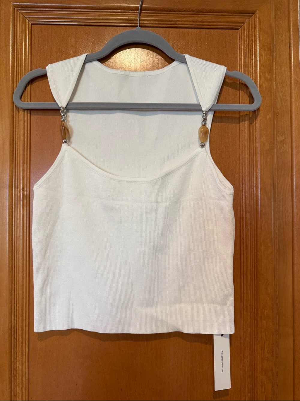 Commense White Beaded-Strap Crop Knit Tank - Picture 2 of 7